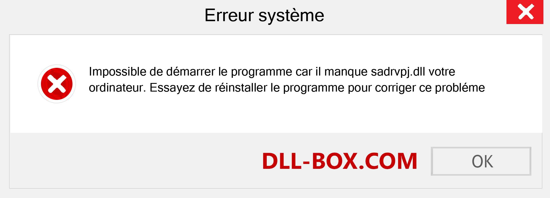 Le fichier sadrvpj.dll est manquant ?. Télécharger pour Windows 7, 8, 10 - Correction de l'erreur manquante sadrvpj dll sur Windows, photos, images